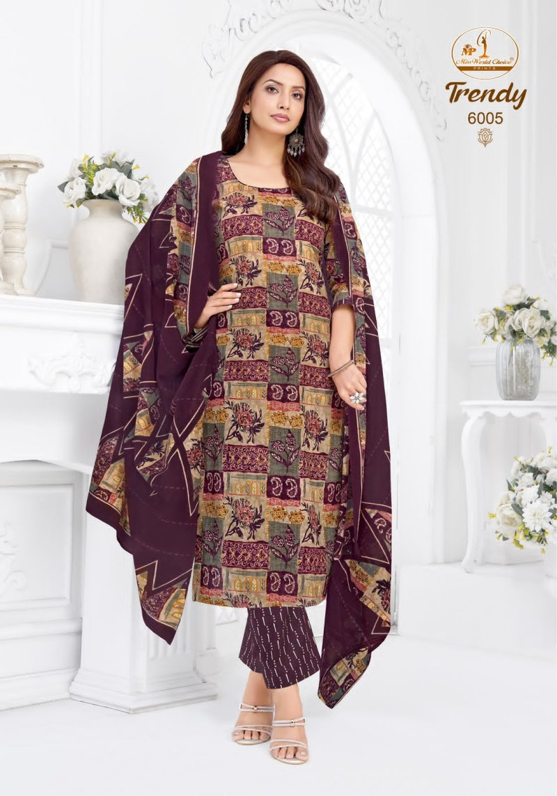 Trendy Vol 6 By Miss World Choice Cotton Printed Readymade Dress